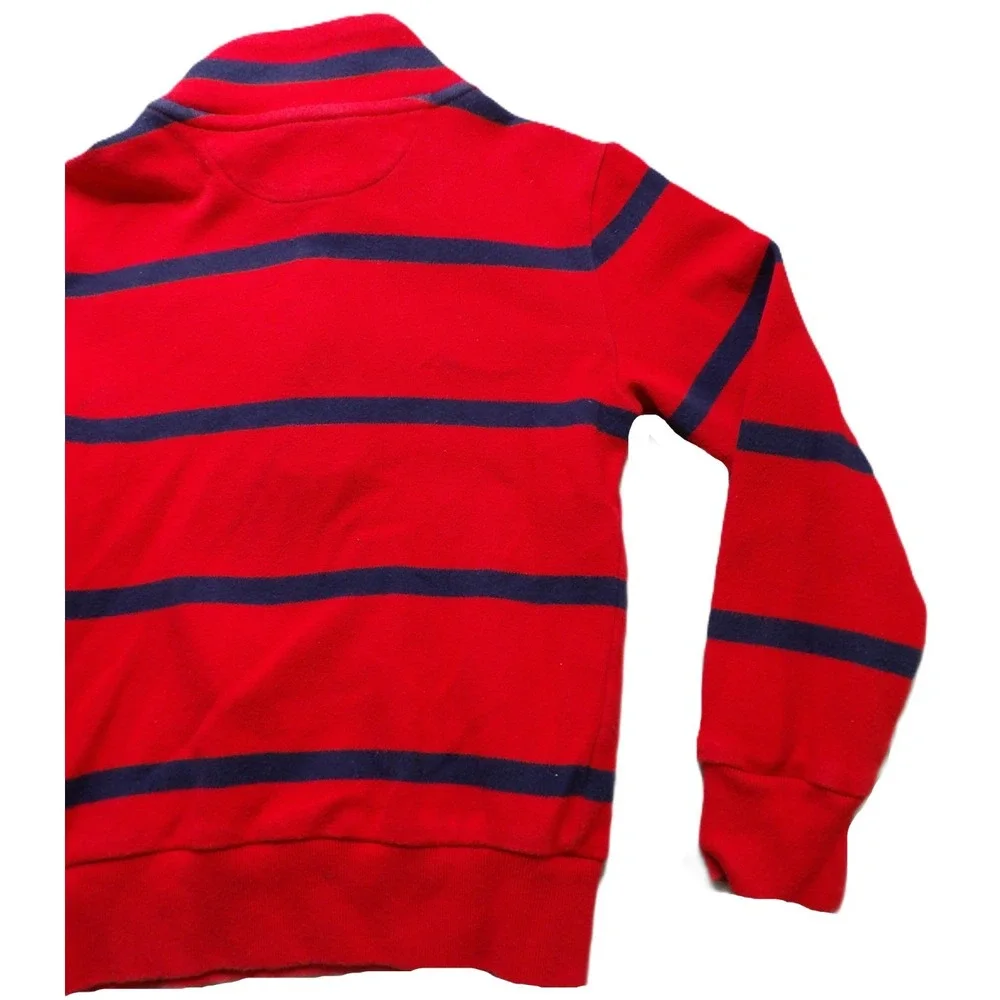 Polo Ralph Lauren Boys 1/4 Zip Pullover Sweatshirt Red Blue Striped 3/3T Toddler